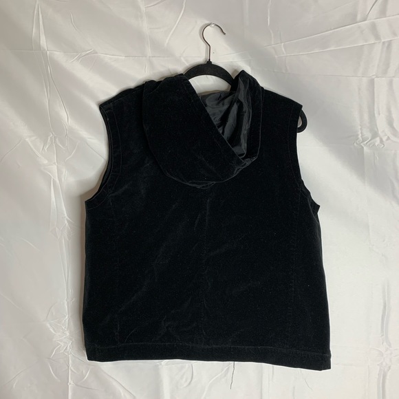Vintage Denim & Co Jeanswear Black Velvet Hooded Zip Up Vest Size Large - Picture 2 of 4